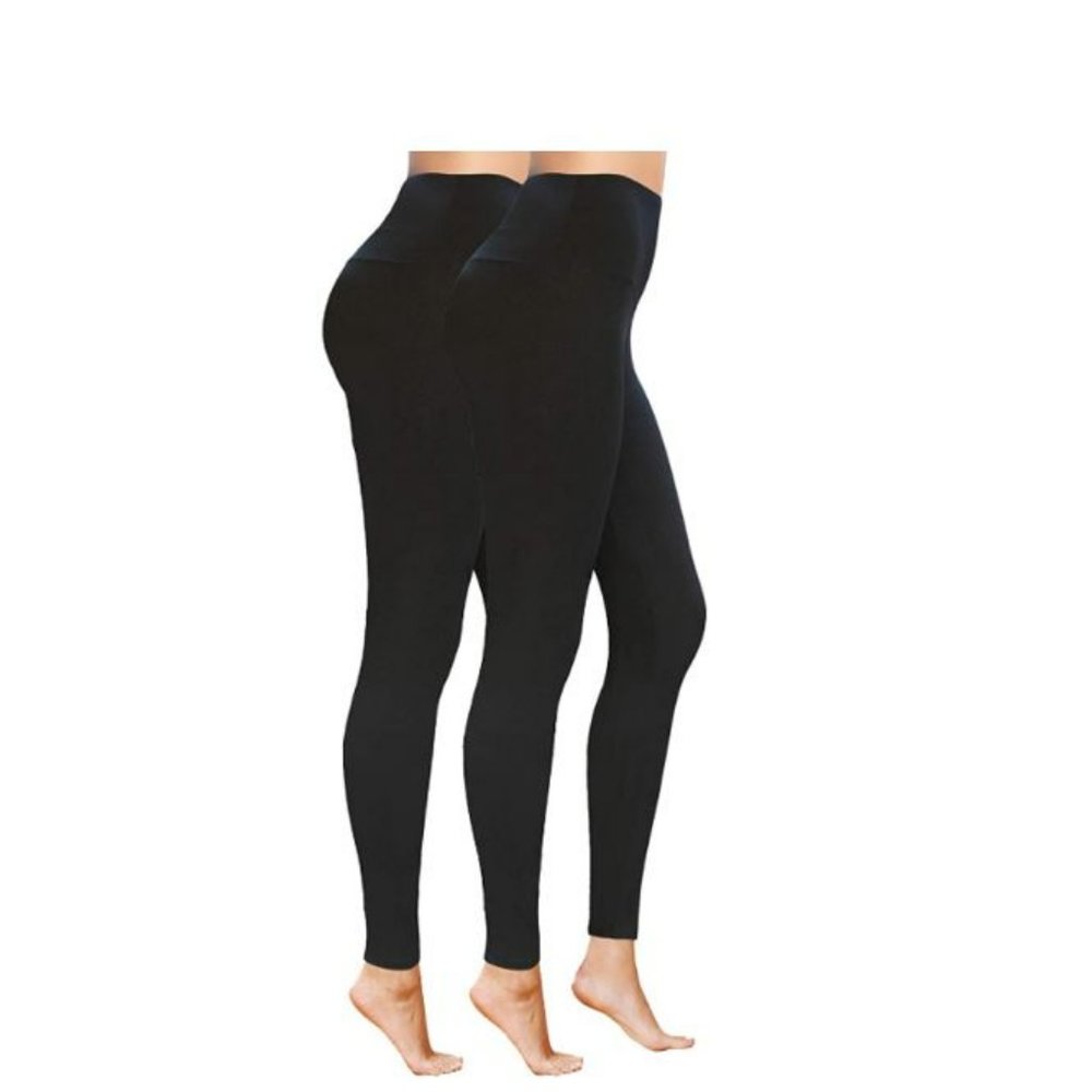 2pack COMFY FOREVER Everyday Leggings for Women High Waist Tummy Control -Black